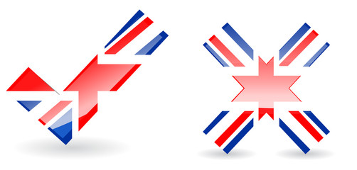 abstract uk right and wrong isolate on white background