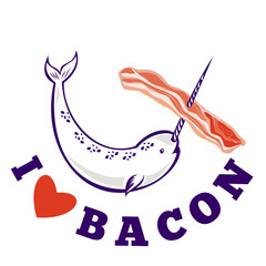 narwhal whale i love bacon © Redwater Vectors