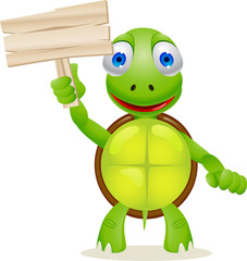 Turtle and blank signboard