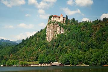 Fototapeta na wymiar Bled castle above Lake Bled in Slovenia.