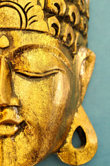 Fototapeta na wymiar Beautiful Gold Buddha's Head Mask