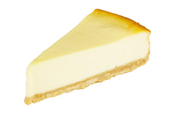 Gourmet slice of cheesecake on the white background