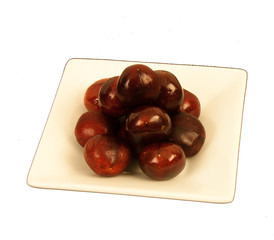 Cherries on a square plate