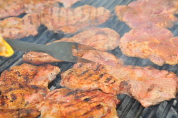Grillfleisch - mariniert, gewürzt und roh