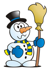 Little Snowman with Broom