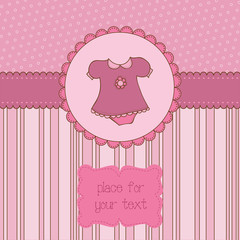 Baby Girl Arrival Card with Photo Frame and place for your text