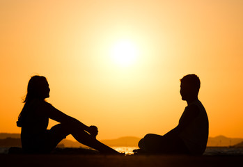 Young friends during sunset