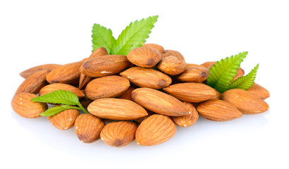 almonds isolated on white
