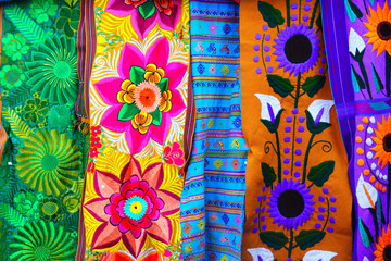 colorful Mexican serape fabric handcrafted