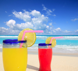 beach tropical cocktails in tropical turquoise beach