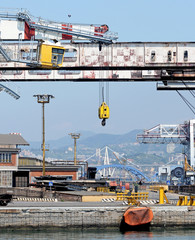 dockside crane with rust