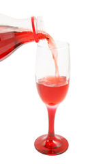 Cherry juice pouring isolated on white