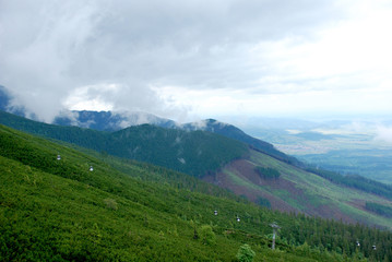 Mountains and funicular, High Tatras, Slovakia