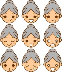 シニア女性　表情　アイコン