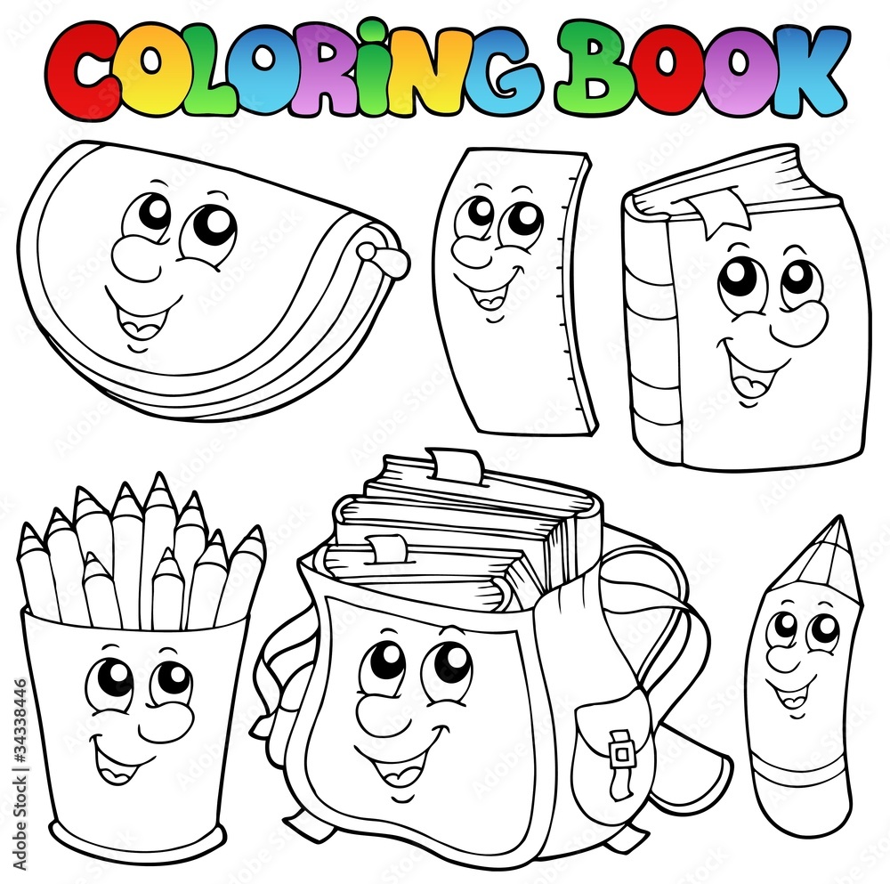 Sticker coloring book school cartoons 1