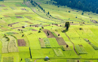 Small summer mountain village outskirts