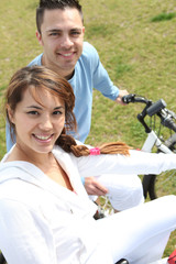 Couple out for a bike ride
