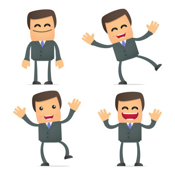 businessman dancing and jumping from joy