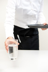 a waitress serving