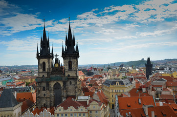 Fototapeta na wymiar Depuis la tour de l'Horloge à Prague