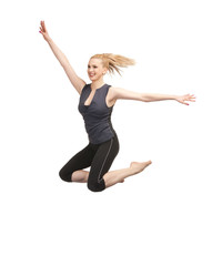 Fototapeta na wymiar jumping sporty girl