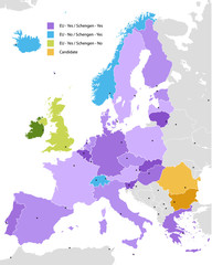 Fototapeta premium Boundary of Schengen Area, Europe