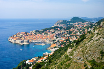 Naklejka na ściany i meble View on Dubrovnik from hills, Croatia