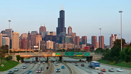 Papier Peint photo Lavable Chicago trafic de Chicago.