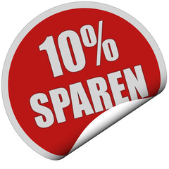 Sticker rot rund curl unten 10% SPAREN