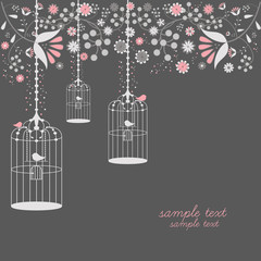 vintage bird cages design with flowers