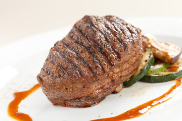 grilled steak with vegetables
