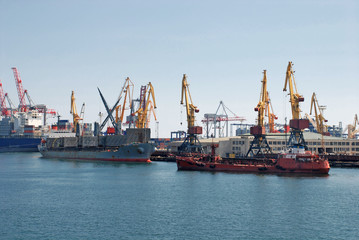 Fototapeta premium Cargo ships at shipyard