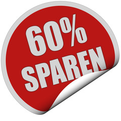 Sticker rot rund curl unten 60% SPAREN