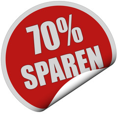 Sticker rot rund curl unten 70% SPAREN