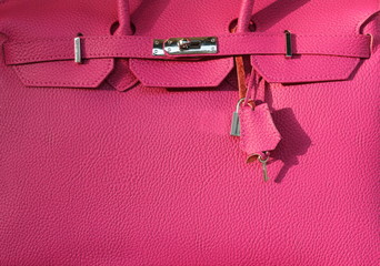 pink leather handbag