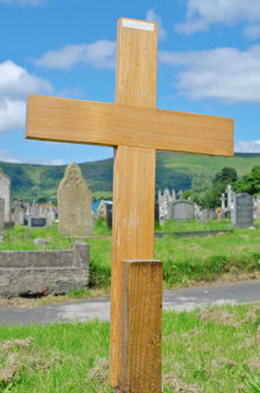 Wooden cross poor pauper's grave