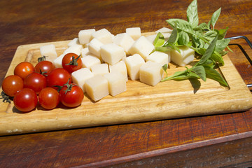 tomatoes, parmisan and basil