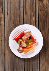 Venison skewer and vegetables
