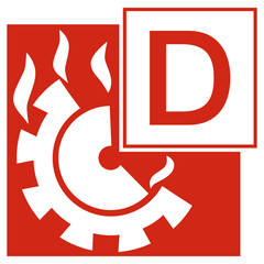 Brandklasse D Zeichen Symbol Piktogramm Plakette Metallbrand