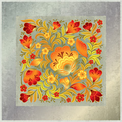 abstract grunge background with floral ornament
