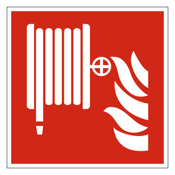Wandhydrant L&ouml;schschlauch Zeichen Symbol Brandschutzzeichen