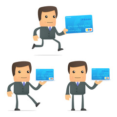 funny cartoon businessman with credit card