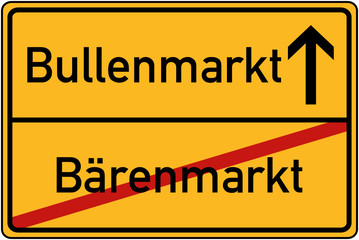 Ortstafel Bärenmarkt und Bullenmarkt