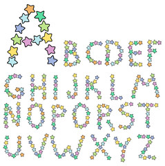 alphabet from multicolored stars vector