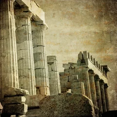 Foto op Canvas Vintage image of greek columns, Acropolis, Athens, Greece © javarman