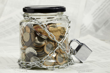 coins in money jar