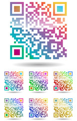 set of color qr code isolated on white background