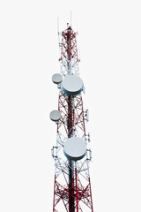 Mobile phone communication tower isolated on white