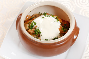 potato pancakes in the pot (national belorussian food)