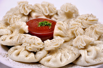 Khinkali- the georgian meat pelmeni with black pepper